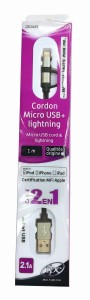 Kabel USB 2w1 - Micro-USB + Lightning 100 cm FPE